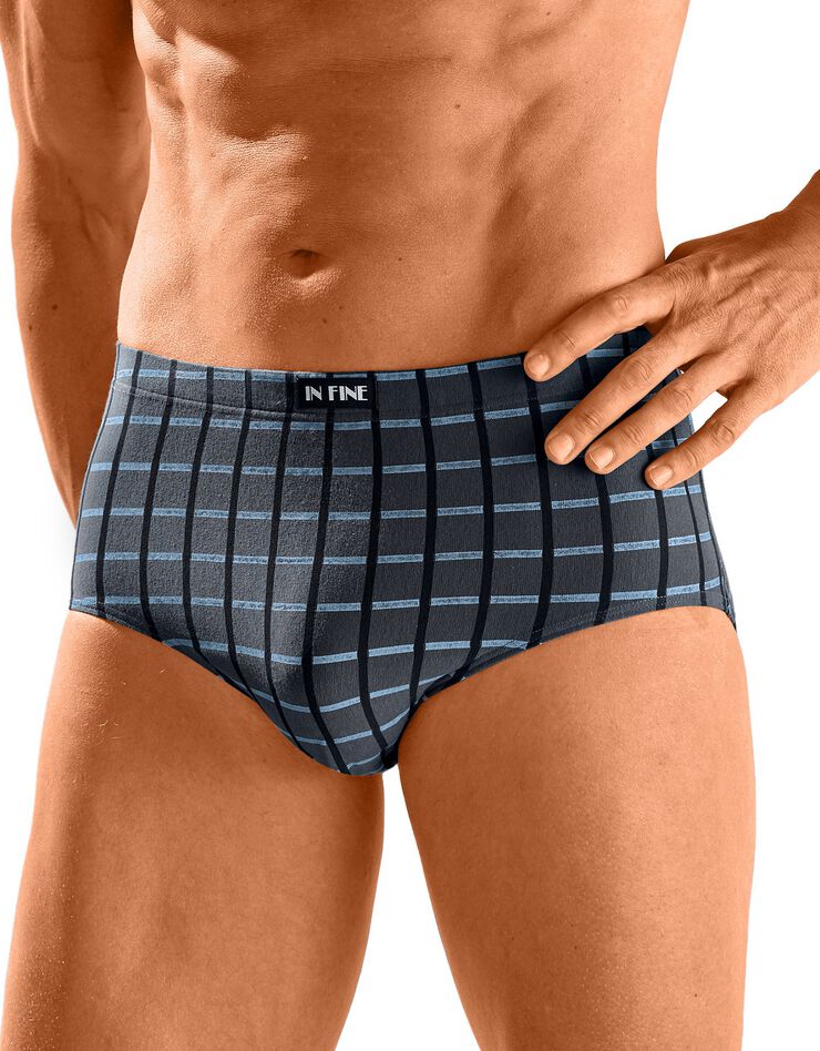Slip fermé taille haute imprimé carreaux - lot de 6 (bleu / gris / rouge) Slip fermé taille haute imprimé carreaux - lot de 6 (bleu / gris / rouge)