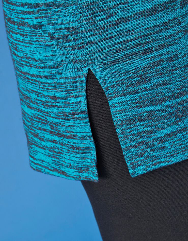 Tunique col zippé manches longues épaules tombantes chinée (turquoise chiné) Tunique col zippé manches longues épaules tombantes chinée (turquoise chiné)