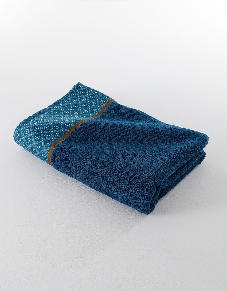 Éponge coton liteau motif géométrique - 420 g/m² (bleu paon) Éponge coton liteau motif géométrique - 420 g/m² (bleu paon)