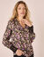 Blouse imprimé floral, détail dentelle (noir / violet)