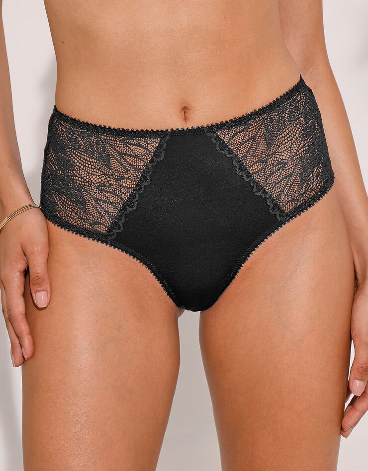 Culotte haute microfibre et dentelle stretch Mogo - Lot de 2 (noir) Culotte haute microfibre et dentelle stretch Mogo - Lot de 2 (noir)