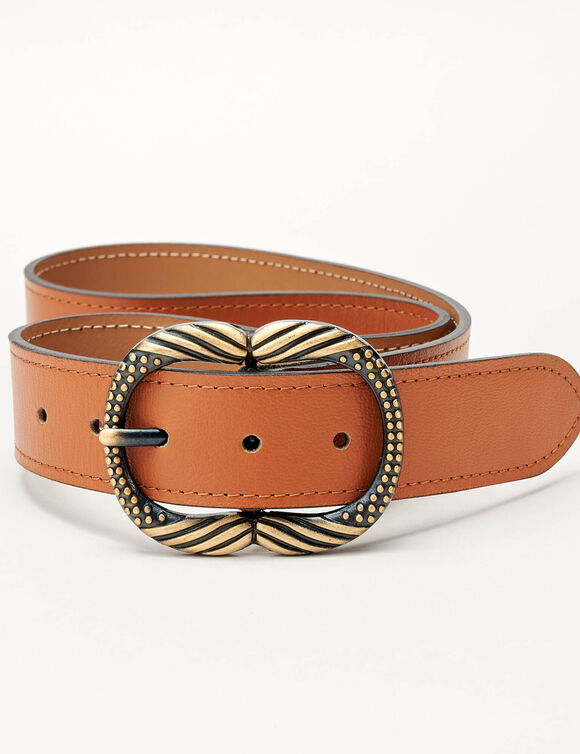 Ceinture boucle dor&eacute;e (caramel)