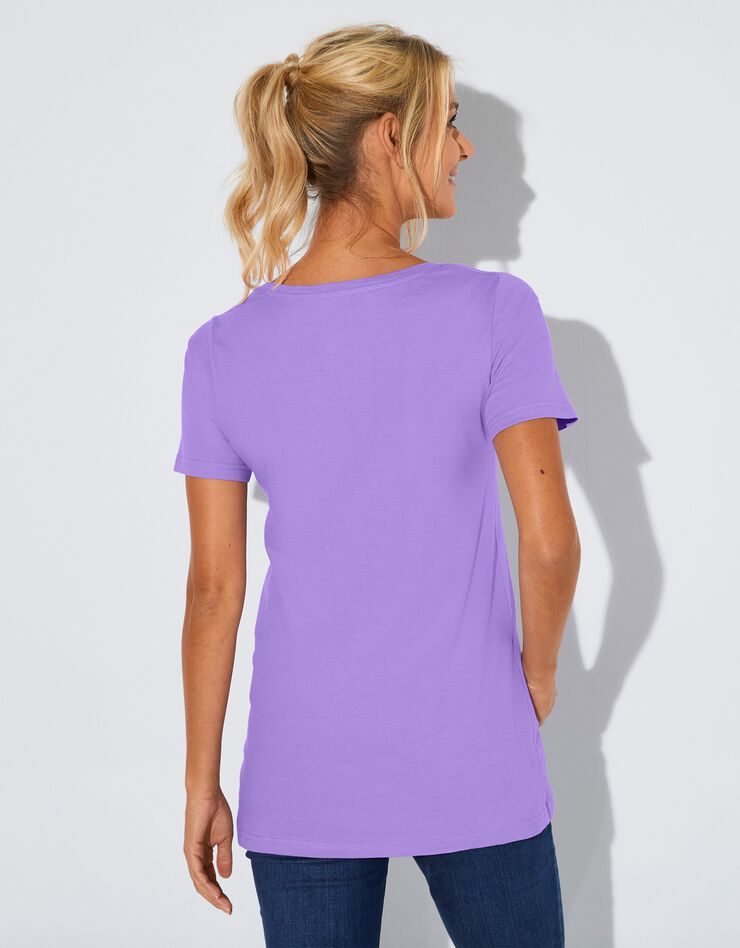 Tee-shirt uni col rond en coton bio(1), éco-responsable (parme) Tee-shirt uni col rond en coton bio(1), éco-responsable (parme)