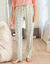 Pantalon pyjama imprim&eacute; fleuri ray&eacute; (&eacute;cru / vert)