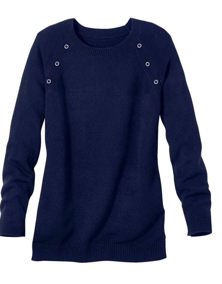Pull marinière manches longues uni (marine) Pull marinière manches longues uni (marine)