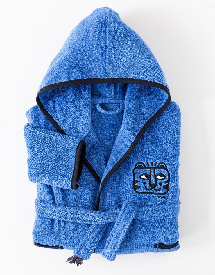 Peignoir de bain Tigre à capuche, collection enfant LEM (bleu dur) Peignoir de bain Tigre à capuche, collection enfant LEM (bleu dur)
