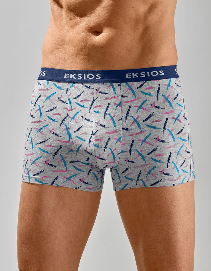 Boxer fermé imprimé "traits" - lot de 3 (indigo / gris) Boxer fermé imprimé "traits" - lot de 3 (indigo / gris)