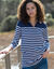 Polo rayé maille jersey (marine / blanc cassé)