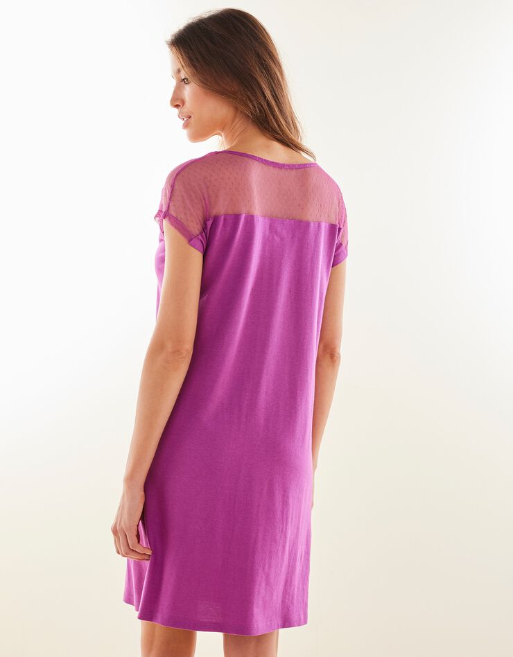 Chemise de nuit viscose et plumetis (violine)