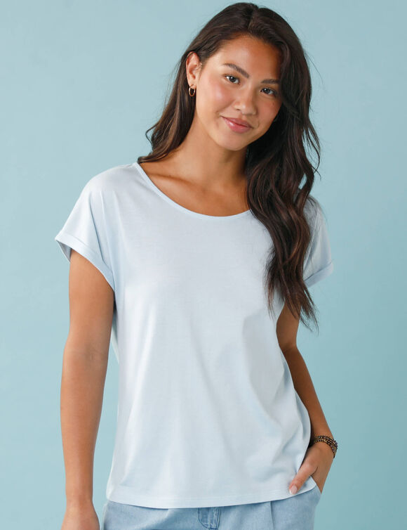 T-shirt manches courtes uni, Sp&eacute;cial Petites (bleu ciel)