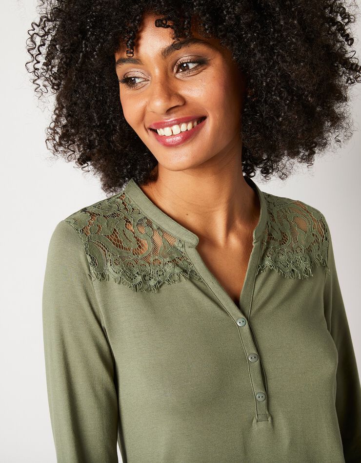 Tee-shirt col tunisien dentelle jersey (bronze) Tee-shirt col tunisien dentelle jersey (bronze)