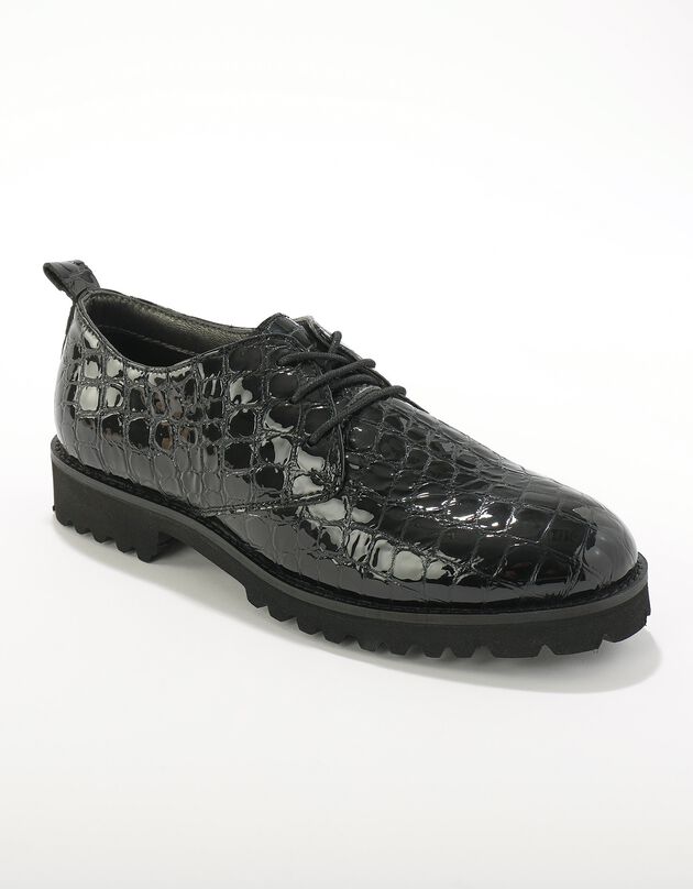 Derbies vernies à lacets en cuir  (noir)