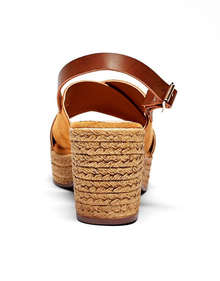 Sandales compensées dessus croisé caramel (caramel) Sandales compensées dessus croisé caramel (caramel)