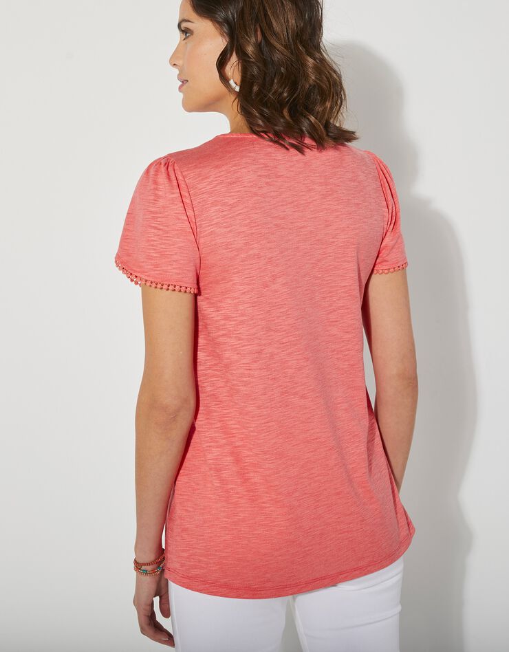 Tee-shirt coupe loose effet lin (corail) Tee-shirt coupe loose effet lin (corail)