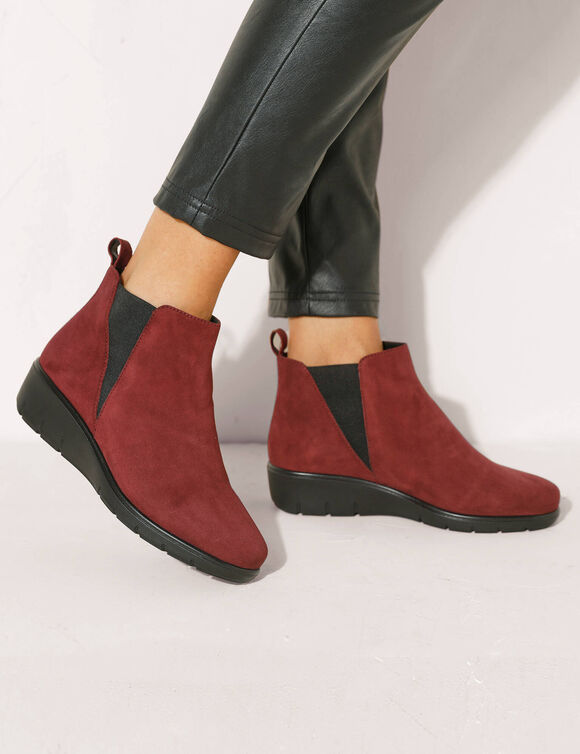 Boots compensées cuir souple certifié LWG (bordeaux)