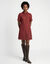 Robe polo en tweed uni, manches coudes (bordeaux)