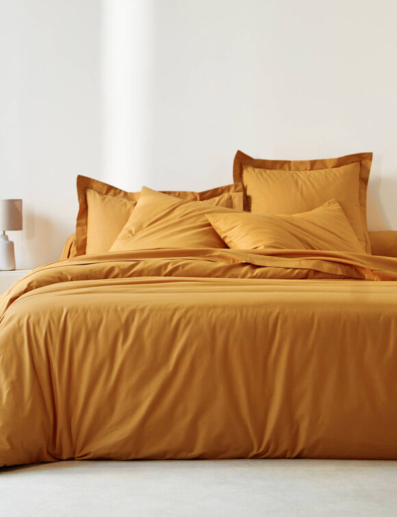 Linge de lit uni polyester-coton Colombine (miel)