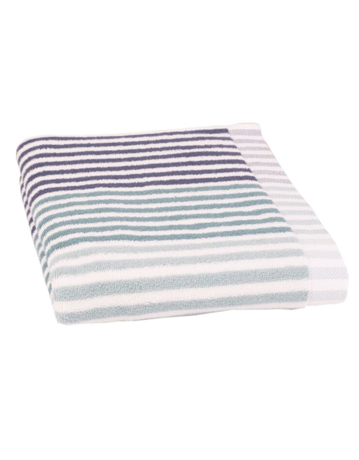 Serviette éponge coton rayure camaïeu - 500g/m² (bleu)