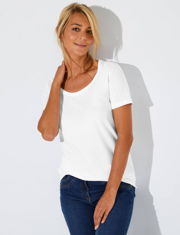 T-shirt uni col rond, coton biologique(**) (blanc)