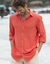 Chemise coton lin manches longues boutonnée (papaye)