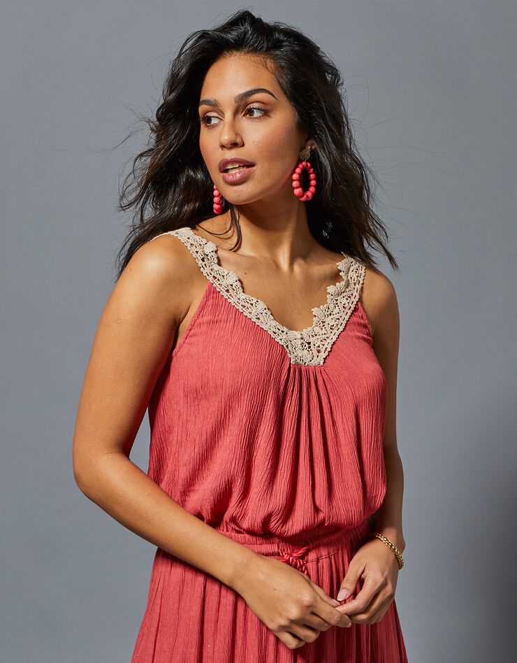 Top col V macramé (bois de rose) Top col V macramé (bois de rose)
