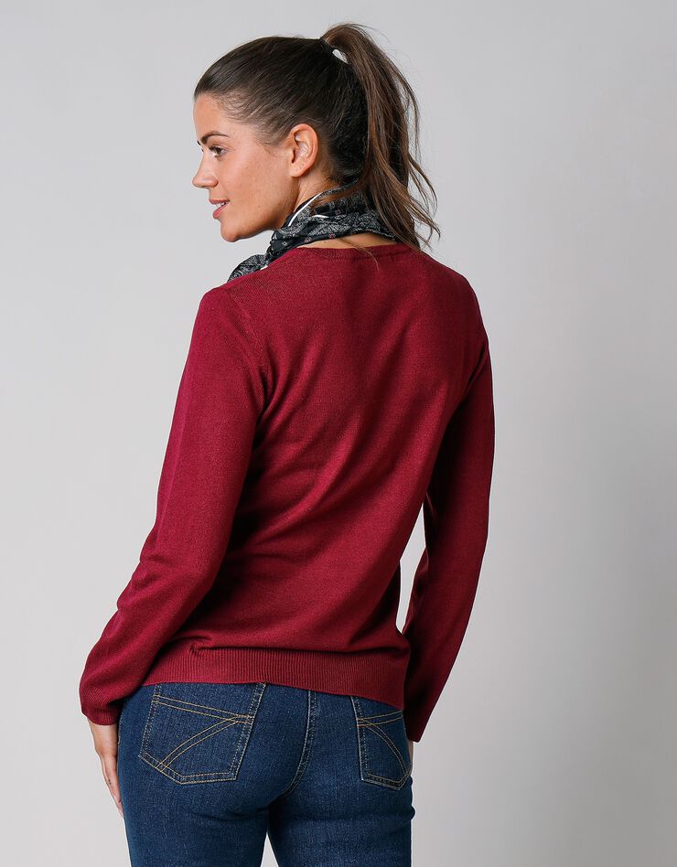 Pull col rond uni toucher cachemire (prune) Pull col rond uni toucher cachemire (prune)