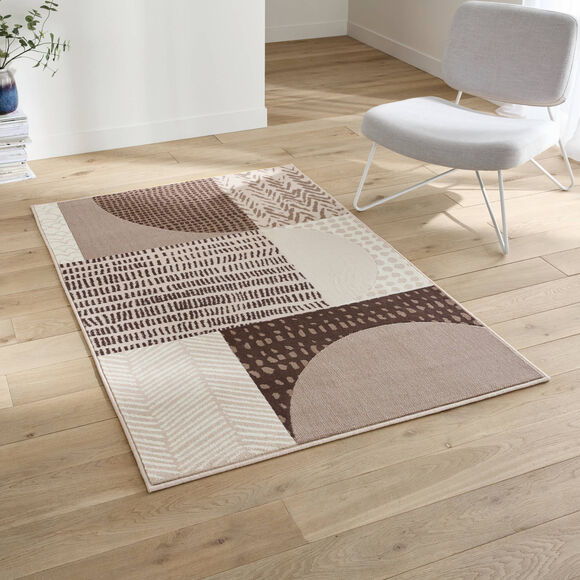 Tapis d&eacute;coratif motif g&eacute;om&eacute;trique (taupe)