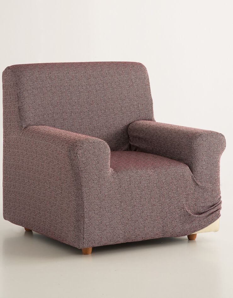 Housse extensible jacquard graphique fauteuil canapé (bordeaux)