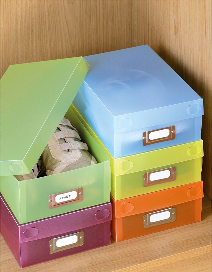 Boîte chaussures colorée étiquetée - lot de 5 (multicolore)