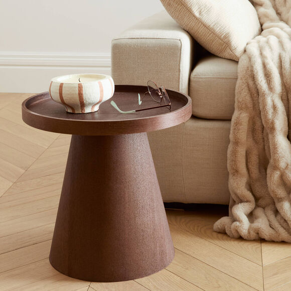 Table d'appoint ronde coloris bois fonc&eacute; (marron)