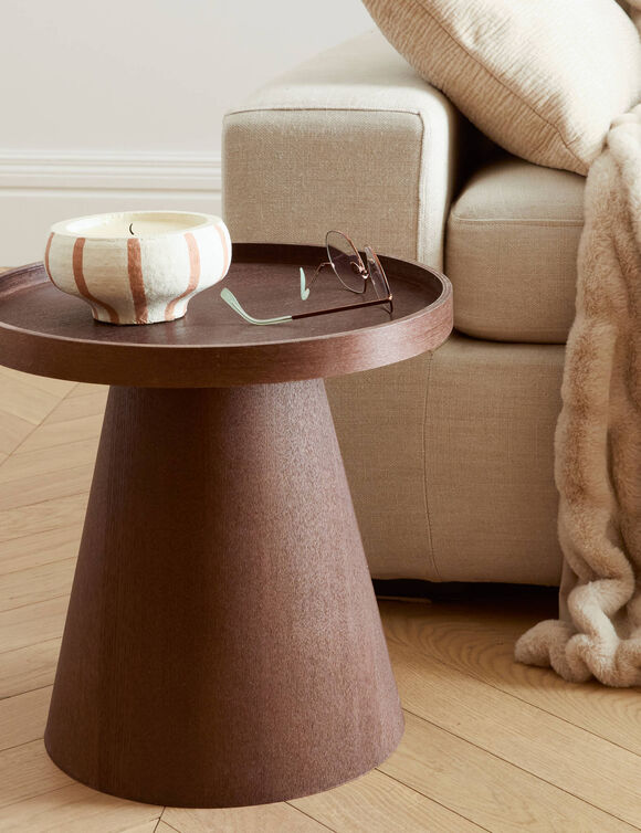 Table d'appoint ronde coloris bois fonc&eacute; (marron)