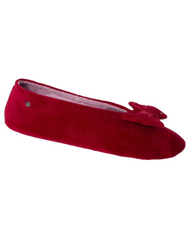 Chaussons ballerines velours noeud strass (bordeaux)