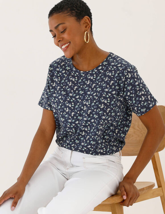 Tee-shirt manches courtes imprim&eacute; (marine / aqua)