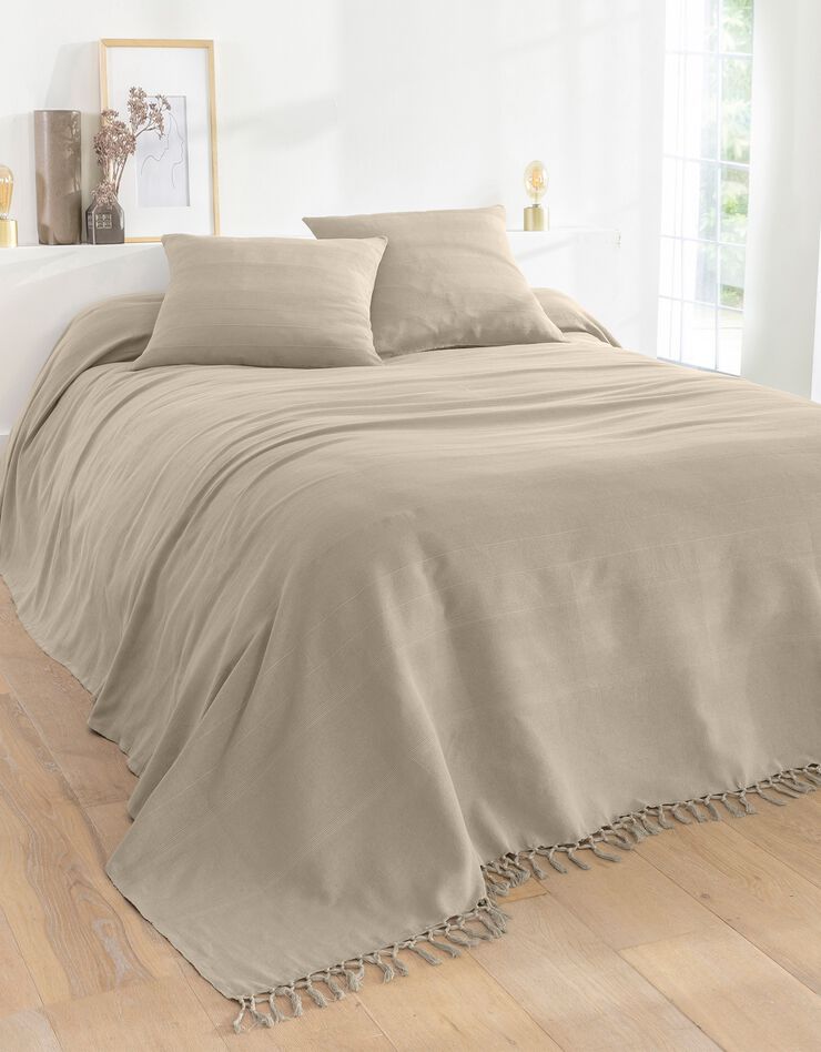Plaid ou jeté uni coton tissage artisanal (ficelle)