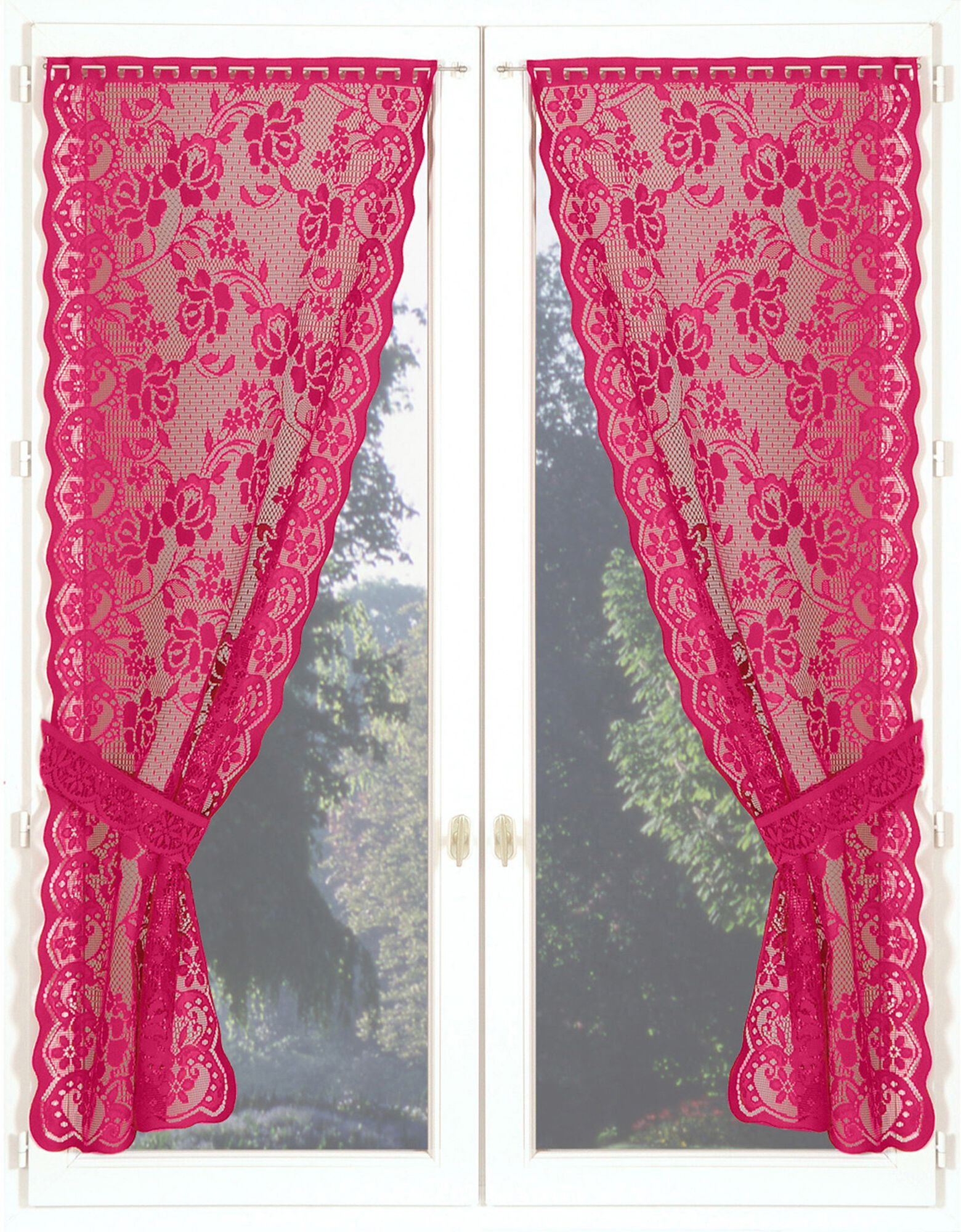 Rideau occultant x 2 couleur Framboise