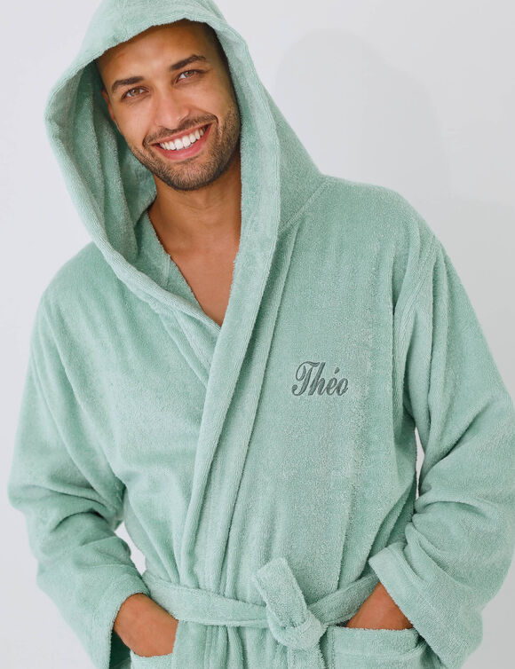 Peignoir mixte adulte col capuche personnalis&eacute; - &eacute;ponge bouclette 380 g/m&sup2; (amande)
