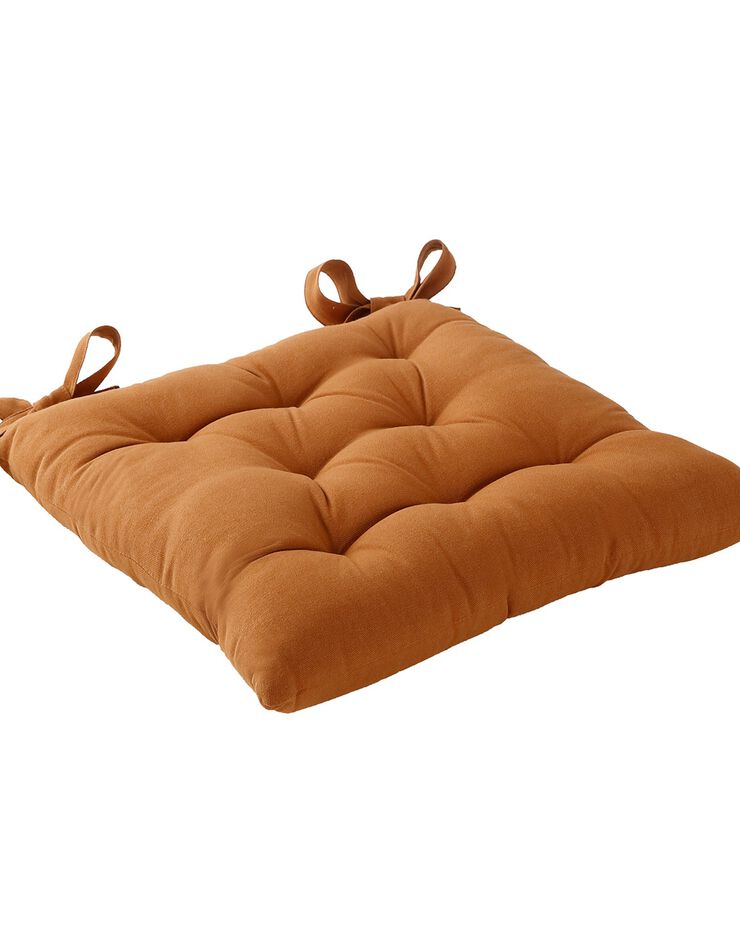 Galette de chaise carrée unie coton bachette - lot de 2 (caramel)
