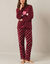 Pyjama pantalon polaire "&eacute;toiles", toucher peluche (bordeaux / corail)