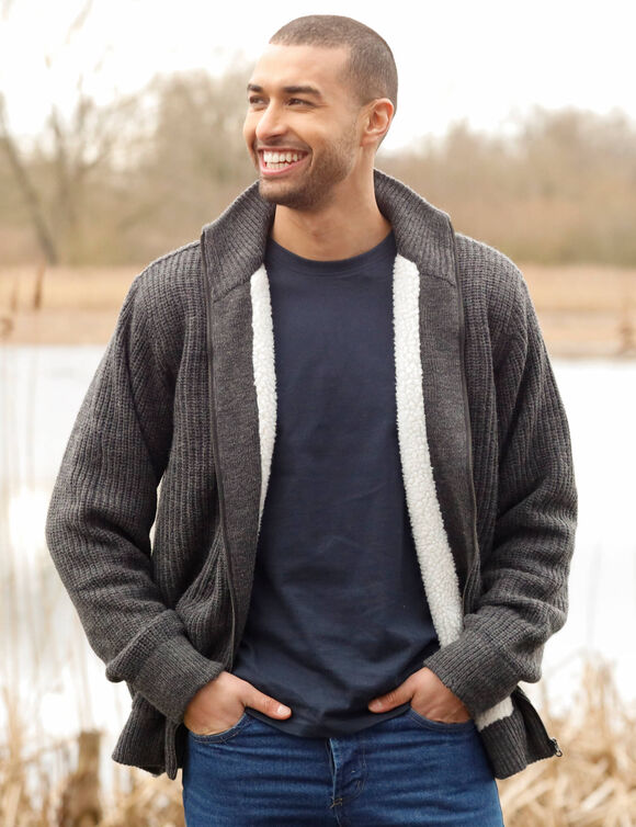 Blouson c&ocirc;te anglaise int&eacute;rieur fourr&eacute; (gris anthracite)