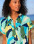 Robe de plage imprimée, crépon (bleu / vert)