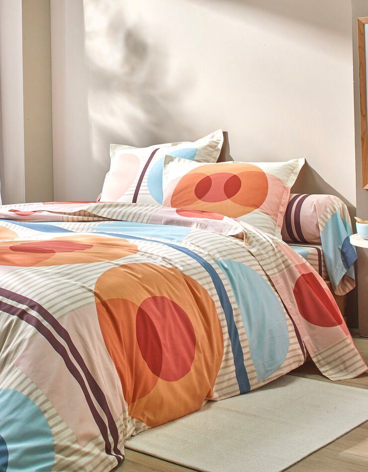 Linge de lit Move imprimé géométrique multicolore - coton (beige)
