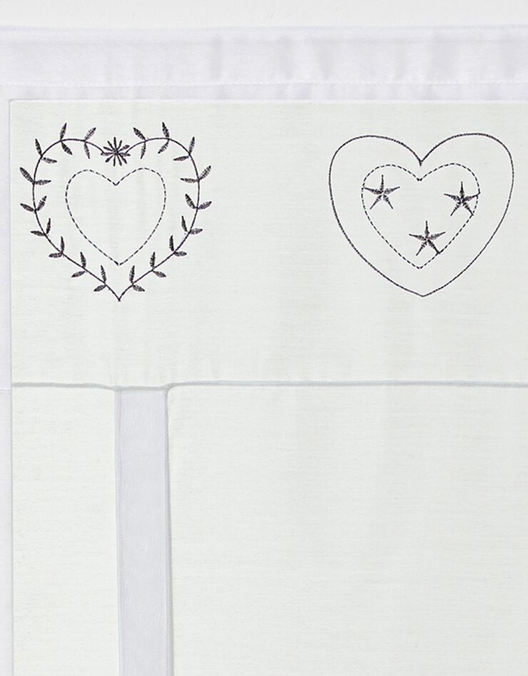 Store broderies motifs coeurs finition passe-tringle (blanc / blanc)