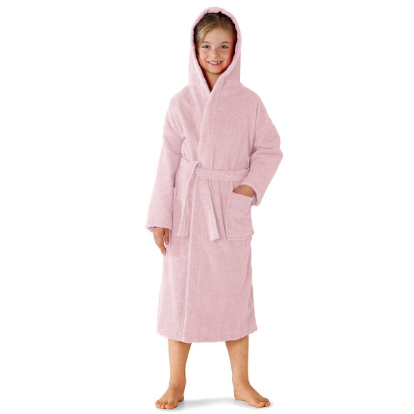 Peignoir enfant éponge bouclette à capuche (rose)