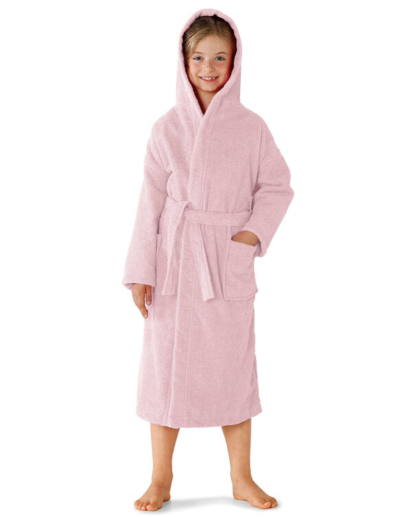 Peignoir enfant éponge bouclette à capuche (rose)