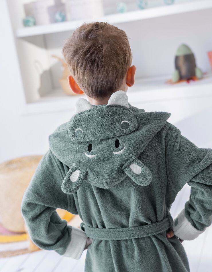Peignoir de bain enfant hippopotame éponge coton - 340g/m² (ardoise)