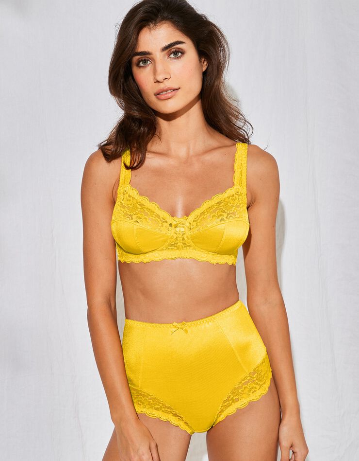 Gainette maille satinée et dentelle Avila - lot de 2 (jaune + tilleul)