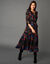 Robe longue imprimée manches 3/4 (noir / rouge)