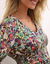 Robe midi imprimée, viscose fluide (vert / violine)
