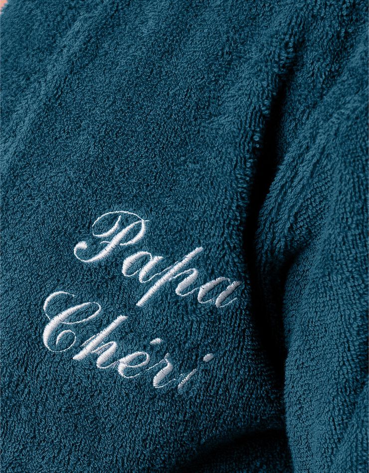 Peignoir mixte adulte uni coton éponge bouclette col kimono personnalisé (bleu paon) Peignoir mixte adulte uni coton éponge bouclette col kimono personnalisé (bleu paon)
