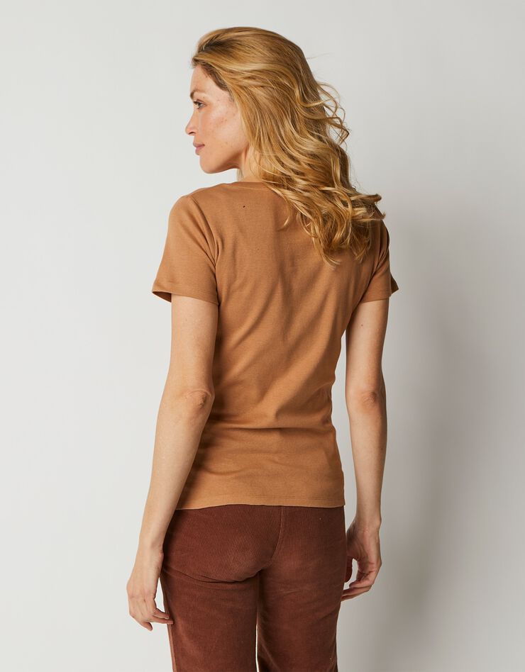 Tee-shirt col rond uni manches courtes jersey coton bio (noisette) Tee-shirt col rond uni manches courtes jersey coton bio (noisette)